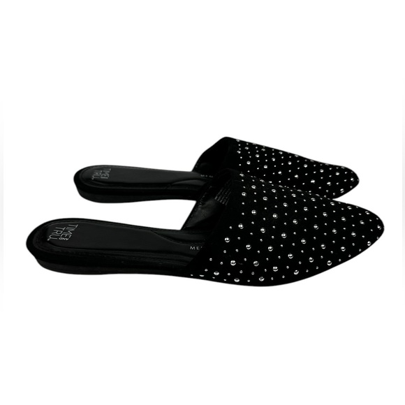 Womens Time And Tru Mule Black & Silver Studded Sz 11 Memory Foam Slip On Slide - Picture 3 of 11